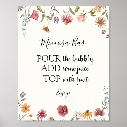 Wilde bloem Mimosa Bar Drinkbord Poster (Voorkant)