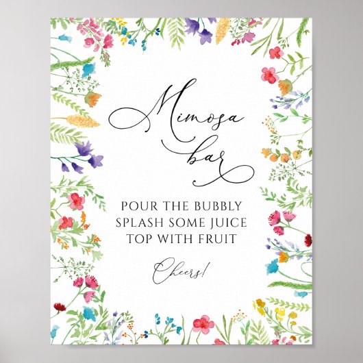 Wilde Bloem Mimosa Bar Drinkbordje Poster (Voorkant)