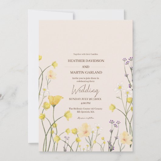 Wilde Bloem Minimalistische Rustieke Tuin Trouw  Kaart (Voorkant)