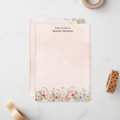 Wilde bloem Modern Botanische Floral, gepersonalis Notitiekaartje (Voorkant / Achterkant in situ)