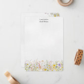 Wilde bloem Modern Floral Botanical Personalized Notitiekaartje (Voorkant / Achterkant in situ)