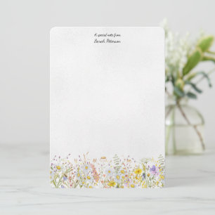 Wilde bloem Modern Floral Botanical Personalized Notitiekaartje