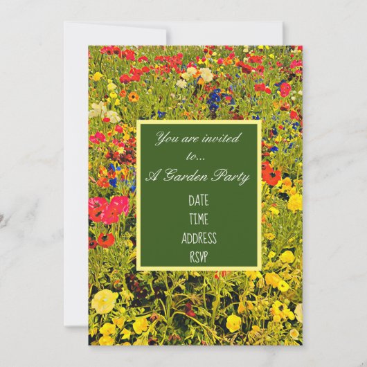 Wilde bloem moderne design tuinfeest kaart (Voorkant)