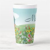 Wilde bloem Moederdag (mama) Latte Mok (Voorkant)