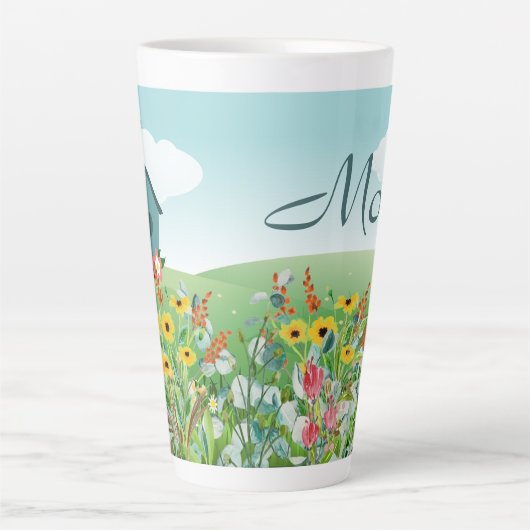 Wilde bloem Moederdag (mama) Latte Mok (Voorkant)