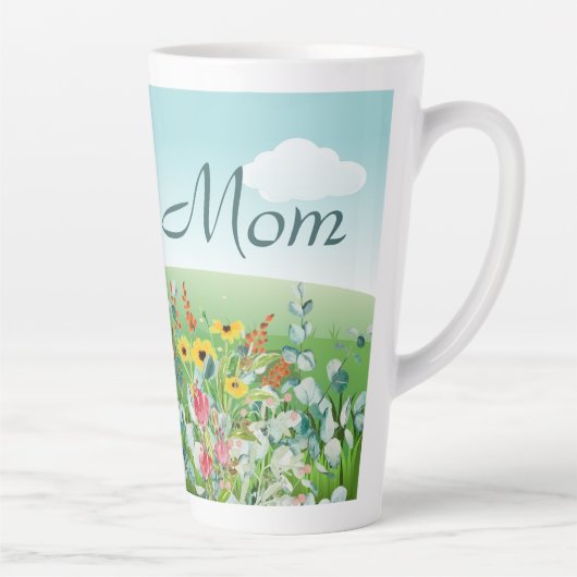 Wilde bloem Moederdag (mama) Latte Mok (Rechts)