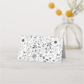 Wilde bloem Monochrome moderne naam Plaatskaartje (Achterkant)