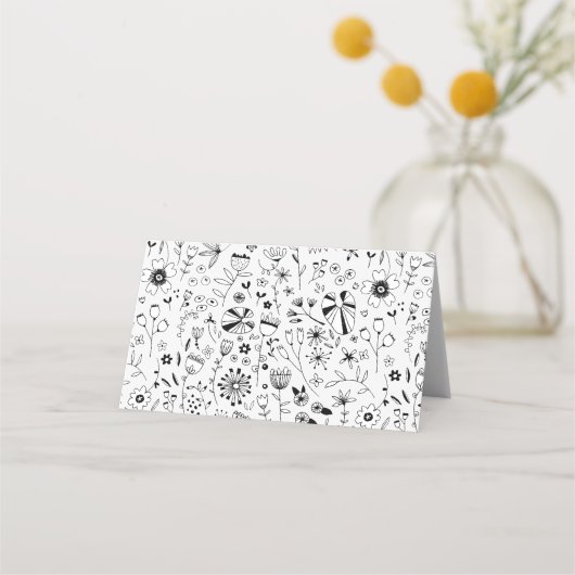 Wilde bloem Monochrome moderne naam Plaatskaartje (Achterkant)