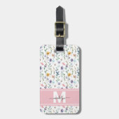 Wilde Bloem Monogram Bagagelabel (Voorkant verticaal)