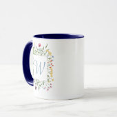Wilde Bloem Monogram Blauwe Initiaal Mok (Voorkant links)