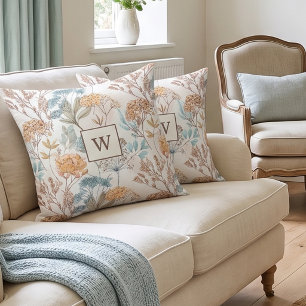 Wilde Bloem Monogram Botanisch Kussen