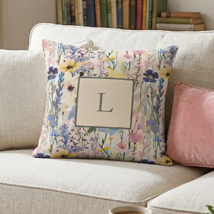 Wilde Bloem Monogram Botanisch Kussen