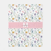Wilde Bloem Monogram Fleece Deken (Voorkant)