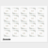 Wilde bloem monogram huwelijksdatum vierkante stic sticker (Vel)