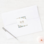 Wilde bloem monogram huwelijksdatum vierkante stic sticker (Envelop)