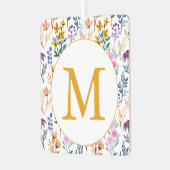 Wilde bloem monogram initiaal goud bloem boho metalen ornament (Voorkant links)