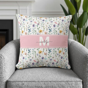 Wilde Bloem Monogram Kussen