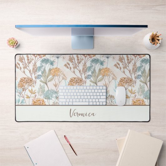 Wilde Bloem Monogram Naam Botanisch Bureaumat (Kantoor 1)