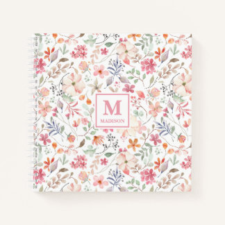 Wilde Bloem Monogram Notitieboek Journaal