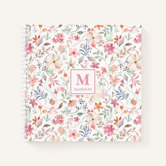 Wilde Bloem Monogram Notitieboek Journaal (Voorkant)