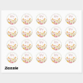Wilde bloem Monogram Ronde Sticker (Vel)