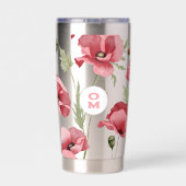 Wilde Bloem Monogram Roze Grote Klaproos Romantisc Geïsoleerde Drinkbeker (Achterkant)