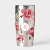 Wilde Bloem Monogram Roze Grote Klaproos Romantisc Geïsoleerde Drinkbeker (Voorkant)