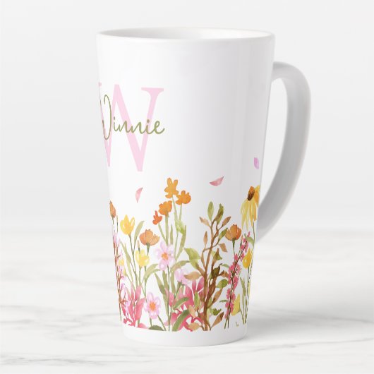 Wilde bloem Monogram Tall Latte Mok (Rechterhoek)