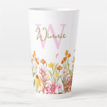 Wilde bloem Monogram Tall Latte Mok