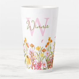Wilde bloem Monogram Tall Latte Mok