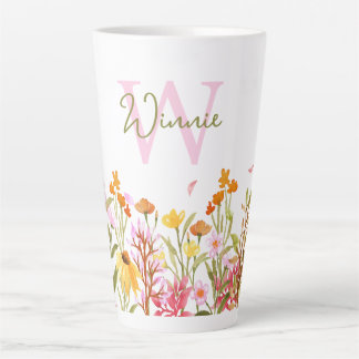 Wilde bloem Monogram Tall Latte Mok