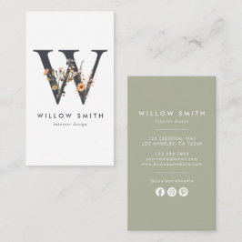 Wilde Bloem Monogram W Visitekaartje