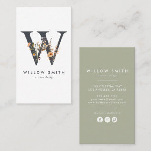 Wilde Bloem Monogram W Visitekaartje
