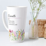 Wilde bloem Naam Definitie  Wilde Bloem Latte Mok<br><div class="desc">De latte mok van de wilde bloem met de definitie van de douanenaam. De sjabloon voor personalisatie is klaar voor u om jouw naam en uw gekozen definitie toe te voegen, met een lijst van 3 persoonlijke kenmerken, kenmerken of vaardigheden die waar, grappig, goed of slecht zouden kunnen zijn. Het...</div>