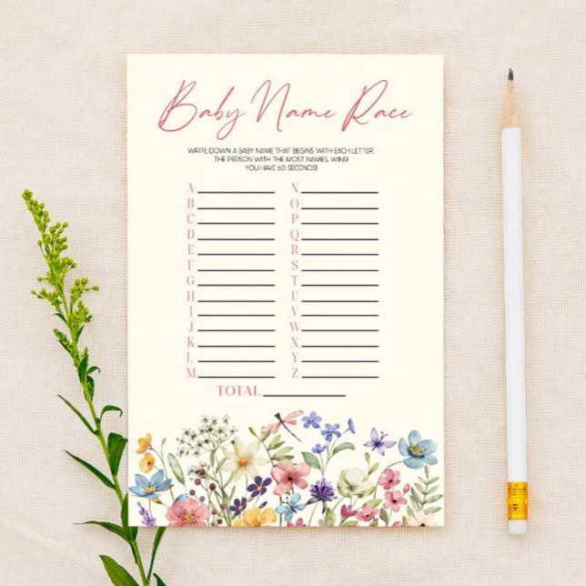 Wilde Bloem Naam Race Baby Shower Spel (Creator heeft geüpload)