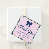 Wilde bloem Navy Blauwe Gingham Strik Afstudeerfee Bedankjes Labels (In situ)