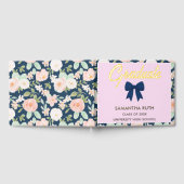 Wilde Bloem Navy Blauwe Gingham Strik Afstudeerfee Gastenboek (Volledig)