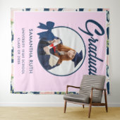 Wilde Bloem Navy Gingham Strik Foto Grad Backdrop Wandkleed (In Situ (horizontaal))