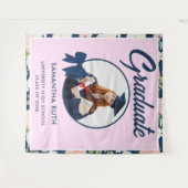 Wilde Bloem Navy Gingham Strik Foto Grad Backdrop Wandkleed (Voorkant (horizontaal))
