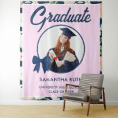 Wilde Bloem Navy Gingham Strik Foto Grad Backdrop Wandkleed (In situ)