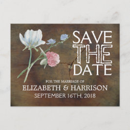 Wilde bloem Oak Hout Weddenschap sparen de datum Aankondigingskaart