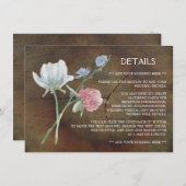 Wilde bloem Oak Wood Weddenschap Detail Informatiekaartje (Voorkant / Achterkant)