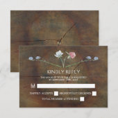 Wilde bloem Oak Wood Weddenschap RSVP Kaartje (Voorkant / Achterkant)