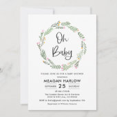 Wilde bloem Oh Baby Meisje Baby Shower Kaart (Voorkant)