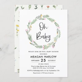 Wilde bloem Oh Baby Meisje Baby Shower Kaart