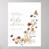 Wilde bloem onderweg - Modern Boho Baby shower Poster (Voorkant)
