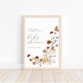 Wilde bloem onderweg - Modern Boho Baby shower Poster
