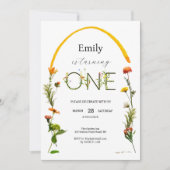Wilde bloem ONE 1e verjaardag Kaart (Voorkant)