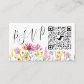 Wilde bloem Online RSVP QR Code Weddenschap Informatiekaartje (Voorkant)