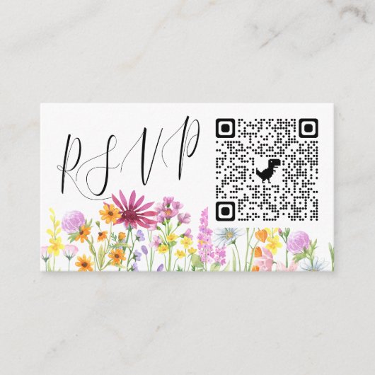 Wilde bloem Online RSVP QR Code Weddenschap Informatiekaartje (Voorkant)